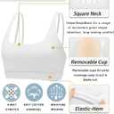 Sports Bras for Women, Medium-High Support Strappy Padded Running Sports Bras with Removable Cups (White, S)