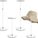Acrylic Clear Hat Display Stand, 12" to 17" Adjustable Height Hat Holder, Wig Hat Display Rack, Round Acrylic Risers for Display Hat (4 pcs)