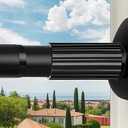 Tension Curtain Rod 51-165 Inch, Extra Long Curtain Rod No Drilling for Window or Bathroom, Outdoor Curtain Rods for Patio, Easy to Install, Never Rust, Rod Diameter 1.26 Inches-Black
