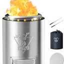 YEFU Tabletop Fire Pit 9.7 x 7.1 in, Flame Intensity Control Camping Stove for Outdoor & Patio, Fueled by Pellets or Wood, Safe Burning Table Top Firepit, with Travel Bag & 2 Mini Sticks, Silver