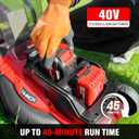 EWORK 40V Electric Lawn Mower Cordless, 14" Electric Push Mower with Grass Catchers, 2 x 4.0 Ah Batteries & Charger, 6-Height Adjustment, 21 lbs Lightweight Battery Powered Lawnmower for Small Yard