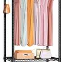 FUTASSI P6 Mini Rolling Clothes Rack Heavy Duty, Clothing Racks for Hanging Clothes, Freestanding Garment Rack with Wheels, Portable Closet Rack Max Load 360LBS, 23.6''W x 14''D x 74.6''H, Black