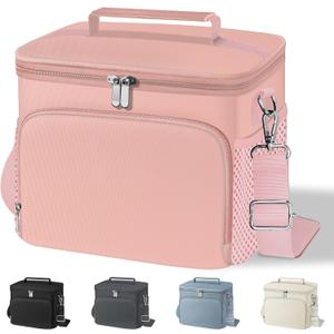 esouler Lunch Box for Women/Men Insulated Lunch Bag Large Capacity Reusable Lunch Tote Leak Proof Lunch Bags for Work Picnic, Pink (Standard)