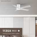 52 Inch White Ceiling Fans with Lights ＆ Remote, ETL Listed