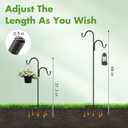 4 Pack 48 Inch Adjustable Double Shepherds Hooks for Outdoor 2 Sided Bird Feeder Poles with 5 Prong Base Heavy Duty Metal Garden Hook for Hanging Flower Basket Lantern Plants Bird Nests Decor