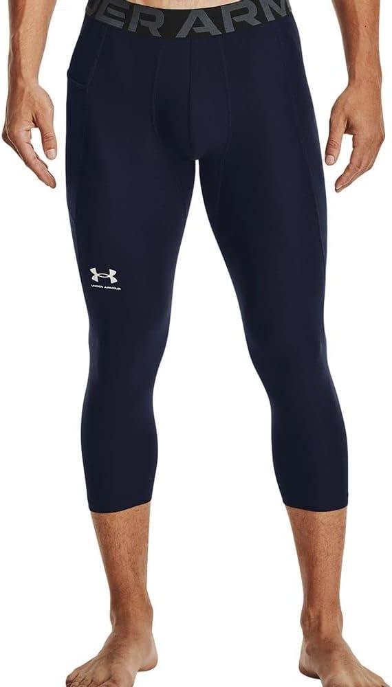 Under Armour Men's HeatGear 3/4 Leggings (Large, Midnight Navy (410)/White)