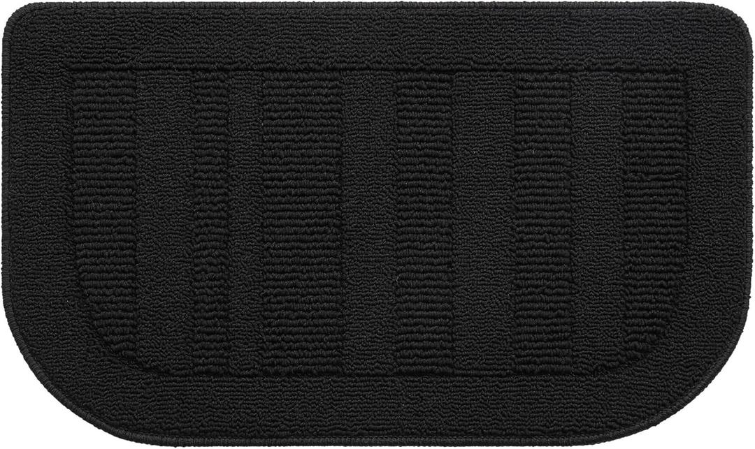 BEQHAUSE 30x18 Inch Kitchen Rug Mat Durable Kitchen Rugs Non-Slip Washable Absorbent Kitchen Mats for Floor Dirt-Resistant Semicircular Kitchen Mat (Black)