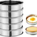 5PCS Crumpet Rings, 4" Stainless Steel Egg Rings for English Muffin, Tart, Cookie, Frying Egg, Double Rolled Round Cake Mold