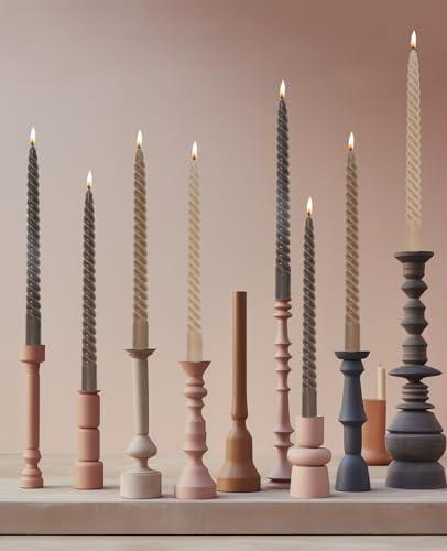 LPUSA Brown Tall Taper Candles Spiral Candle Sticks,Unscented Pastel Candle for Holiday,Wedding and Home Decoration,10inch,6 Pack(E-Gradient Brown)
