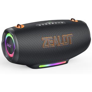 Zealot Portable Bluetooth Speaker Waterproof IPX6, 120W MAX Outdoor Speaker Bluetooth Wireless with Subwoofer, HiFi Speaker for Party,EQ,USB,AUX,TF, Long Playtime,LED Light, for Home/Gym/Camping/BBQ