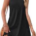 OFEEFAN Summer Dresses for Women Casual Sundress with Pocket Beach Cover Up Swimsuit (Small, Black)