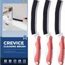 2 x Crevice Cleaning Brushes, Scrub Brush for Hard to Reach Small Space, Home Essentials, Cleaning Supplies, Cleaning Tools for Household Use, Bathroom, Shower, Kitchen, Toilet, Window (3, Red)