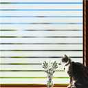 Viseeko Window Privacy Film:Stripe Frosted Glass Window Film Non-Adhesive Privacy Window Film Window Blinds Window Vinyl for Door Window Cover Privacy Static Cling Home Office UV Protect 17.5x78.7in