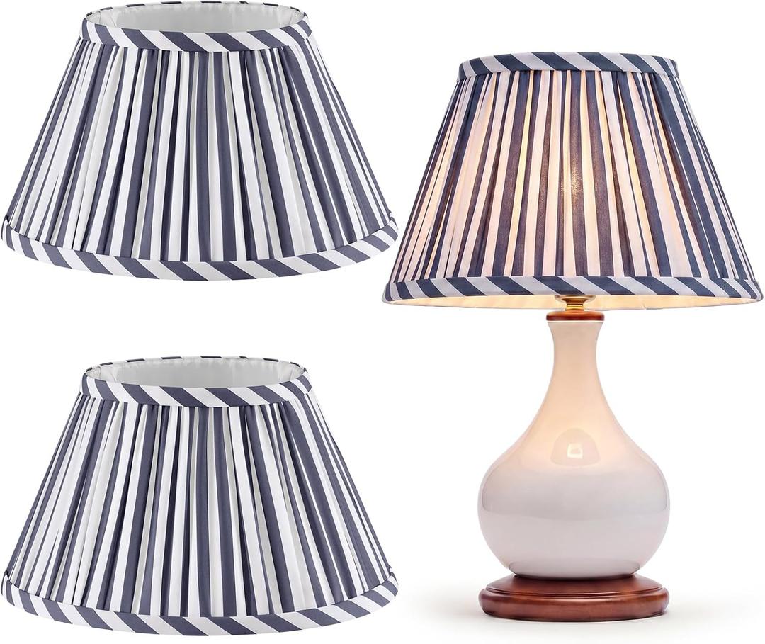 VIHOSE 2 Pack Small Pleated Lamp Shades, 5" Top x 10" Bottom x 5.5" High Bell Fabric Shades for Table Lamps, Small Replacement Lampshades for Table Bedroom Home Decor(Dark Blue)