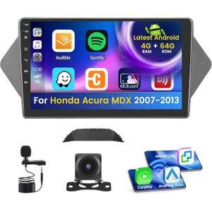 4G 64G for Honda Acura MDX 2007-2013 Radio Screen CarPlay Android 15 IPS 9" Touchscreen Car Stereo Android Auto Backup Camera Bluetooth 5.0 GPS FM RDS EQ 13UI