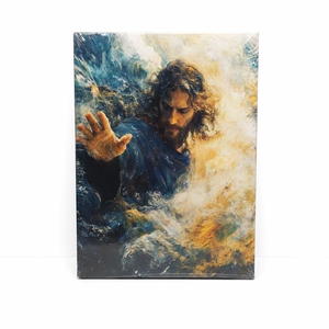 Hands of Jesus Wall Art The Hand of God Jesus Reaching Into Water Christ Religion Canvas Wall Decor Blue Ocean Bible Pictures Posters Prints Paintings for Living Room Bedroom Church Decor 24x36 Framed