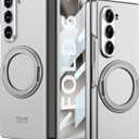 for Samsung Galaxy Z Fold 6 Case with Magnetic Ring Holder, Z Fold 6 Compatible with MagSafe Screen Protector, Silver