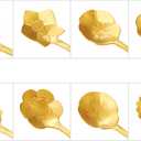 Maitys 16 Pieces Stainless Steel Flower Coffee Spoon Dessert Sugar Ice Cream Stirring Tea Spoon Set for Tableware Kitchen, Cafe or Bar(Gold)