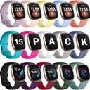 15 Pack Compatible with Fitbit Versa 3 Bands/Versa 4 Bands/Fitbit Sense 2/Sense Bands,Soft Replacement Waterproof Sport Watch Strap Wristband for Fitbit Versa 3 Bands for Women Men Small