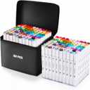 Brillcolors 80 Colors Alcohol Markers with Base Dual Tip Drawing Markers for Adult and Kids Comics Coloring Sketching Illustration (80 White) -Refillable