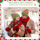 Shihanee Christmas Elf Beanie Hat with Green Furry Pompom White Red Green Striped Knitted Hats for Women Men Santa Costume Winter Accessories Party Supplies (Green)