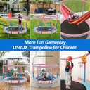 60" Trampoline for Kids with Net, 440lbs Capacity Indoor & Outdoor Kids Trampoline with Adjustable Gymnastics Bar & Toys, Toddler Trampoline for Kids 3-10 Boys & Girls