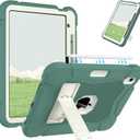 AVAWO Case for New iPad (A16) 11th Generation 11 Inch 2025, iPad 10th Generation 10.9" 2022, Heavy Duty Military Grade Shockproof Rugged Protective Cover with Stand for i Pad 11/10 Gen, Green+Beige