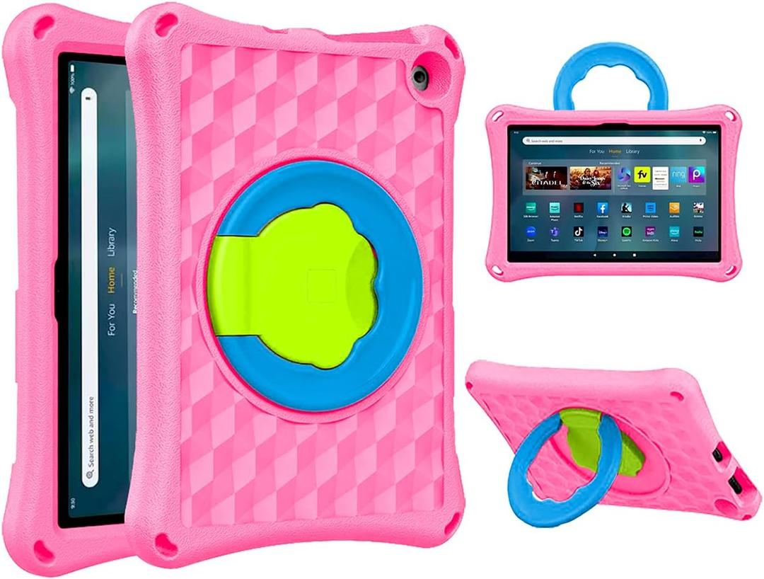 10 in Tablet case for Kids.(2023/2021 Release).Light Weight Anti Slip Shockproof Kids Friendly Case.Incompatible with iPad Samsung TCL 10in Tablet.(Pink)