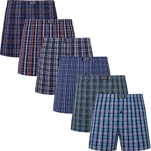 JupiterSecret Men's Boxers Underwear 100% Cotton Woven Boxers for Men Pack Boxer Shorts Assorted Colors M