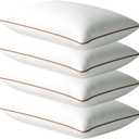 Luxury Hypoallergenic Sleeping Bed Pillows - Soft and Supportive - Premium Down Alternative Fill - Ideal for Side, Back, and Stomach Sleepers Queen Size Set of 4