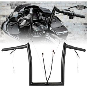 12" Rise Ape Hangers 1.25" Handlebar for Harley 2014-2023 Road Glide FLTR/Road Glide Special FLTRXS/Road Glide Limited FLTRK Pre-wired CAN-Bus Wire and Pull-wire, Black