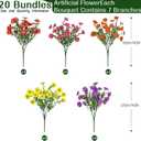 2 x Alupssuc 20 Bundles Artificial Daisies Flowers Fake Silk Plant for Indoor Outdoor Decor, UV Resistant No Fade Faux Spring Flowers for Garden, Porch & Patio Decoration,RedRosyPurpleYellowOrange