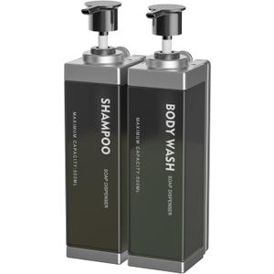 Clear Soap Dispenser - (2 Pack, 17 Oz) ABS+PET Square Bottle, Wall/Desktop Plastic Hand Soap Dispenser, Leak-Proof Pump Bottle Dispenser for Home & Commercial Use,Gray