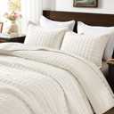 Andency California King Quilt Cream White, Velvet Lightweight Plush Plaid Bedspread, Soft Luxury Coverlet Quilted Bedding Set Bedspread (112x104 inch, 2 Matching Pillowcases), All Season (California King(112'x104'))