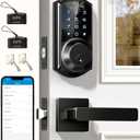 Veise VE06-L Smart Locks with 2 Lever Handle Set, App Control, Keyless Entry Deadbolt for Front Door, Electronic Digital Touchscreen Keypad, Auto Lock, Waterproof, Easy Installation, Matte Black
