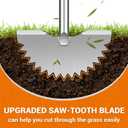 Manual Edger Lawn Tool: Half Moon Edger with Saw-Tooth Upgrade  38'' Stainless Steel Edging Tool for Garden, Yard & Sidewalks  Ergonomic T-Grip for Clean Edging on Flower Beds