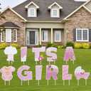 THTEN 11 Pack Pink 'It's A Girl' Yard Sign with Stakes - Large, Waterproof, UV-Safe Inks - Baby Shower, Gender Reveal, Welcome Home Decorations