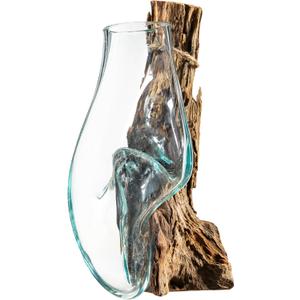 Cape Craftsmen Wall Mounted 12" Molten Glass Hanging Terrarium Kit on Natural Driftwood, Indoor Wall Planter Vase on Wood, Propagation Station for Hydroponics Plants, Succulent Pot