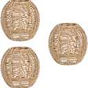 UPKOCH 3pcs Boho-Style Woven Lamp Shade, Rattan Pendant Light Cover, Vintage Chandelier for Living Room, Restaurant, Cafe & Home Decor (15cm, Khaki)