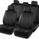 Skechers Car Seat Covers,Leather Seat Covers with GOGA Mat Technology,Waterproof Car Seat Covers Full Sets,Airbag Compatible,Comfort Universal Fit for Most Cars,Vans,Trucks,SUVs,Black