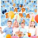 Cartoon Theme Happy Birthday Backdrop Kids Decor Blue Orange Photography Background Banner Baby Shower Photo Props Holiday Party Supplies 5x3ft
