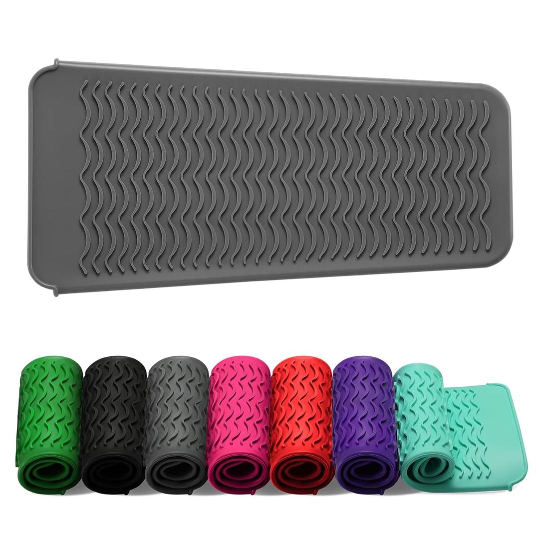 ZAXOP Resistant Silicone Mat Pouch for Flat Iron, Curling Iron,Hot Hair Tools (Grey) (1 PACK)