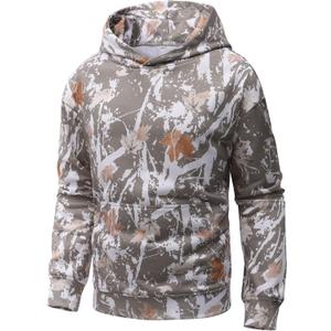 Flygo Mens Camo Hoodie Maple Leaf Print Hooded Sweatshirt Oversized Casual Long Sleeve Graphic Hoodies Fashion Pullover (Small)