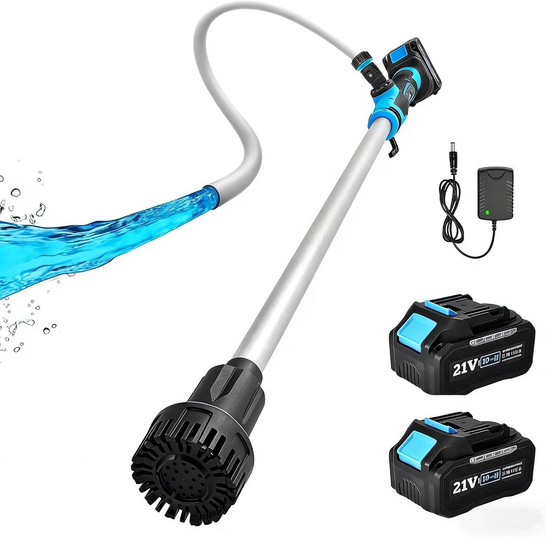 Cordless Stick Water Transfer Pump 720GPH 32FT Head Included 2x4000mAh 21V Battery and Charger 90 Minutes Run Time Battery Water Pump 3/4" Outlet for Garden Farm Hot Tub Pool RV Boat Draining