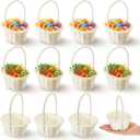 Taiyin 12 Sets Mini Easter Party Favor Supplies Mini Easter Baskets with Handles Colorful Easter Eggs Artificial Ornaments Easter Foam Carrots Decoration for Party Favors DIY Crafts