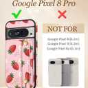 Petitian for Google Pixel 8Pro Case with Wallet - Women Girls Cute Girly Aesthetic Unique Design Leather Credit Card Holder Cardholder Stand Wristband for Pixel 8Pro, Strawberry