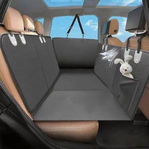 ANAHAF Back Seat Extender for Dogs, Hard Bottom Dog Car Seat Cover for Truck Back Seat, Dog Hammock for Car, Upgraded PU Leather Material, Larger Space, Holds 400lbs