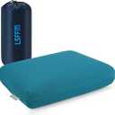 LSFFM Memory Foam Travel Pillow, Camping Pillow for Sleeping with Portable Bag, Easy to Carry, Small Foam Pillows, Double-Layered Pillow Cover Green