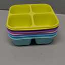 5 Pcs Bento Snack Containers, Reusable 4 Compartment Divided Food Storage Containers, Divided Lunchable Container for School, Work and Travel (5 Color) (White Lids)