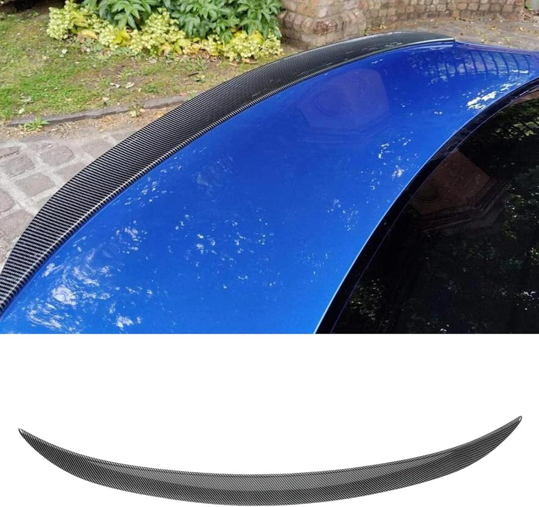 KHK Spoiler Compatible with F30, MP Style Rear Spoiler, Carbon Fiber Pattern ABS Material Rear Wing Compatible with 2013-2018 BMW 3 Series F30 Sedan / F80 M3 Sedan (Contoured Base Style)